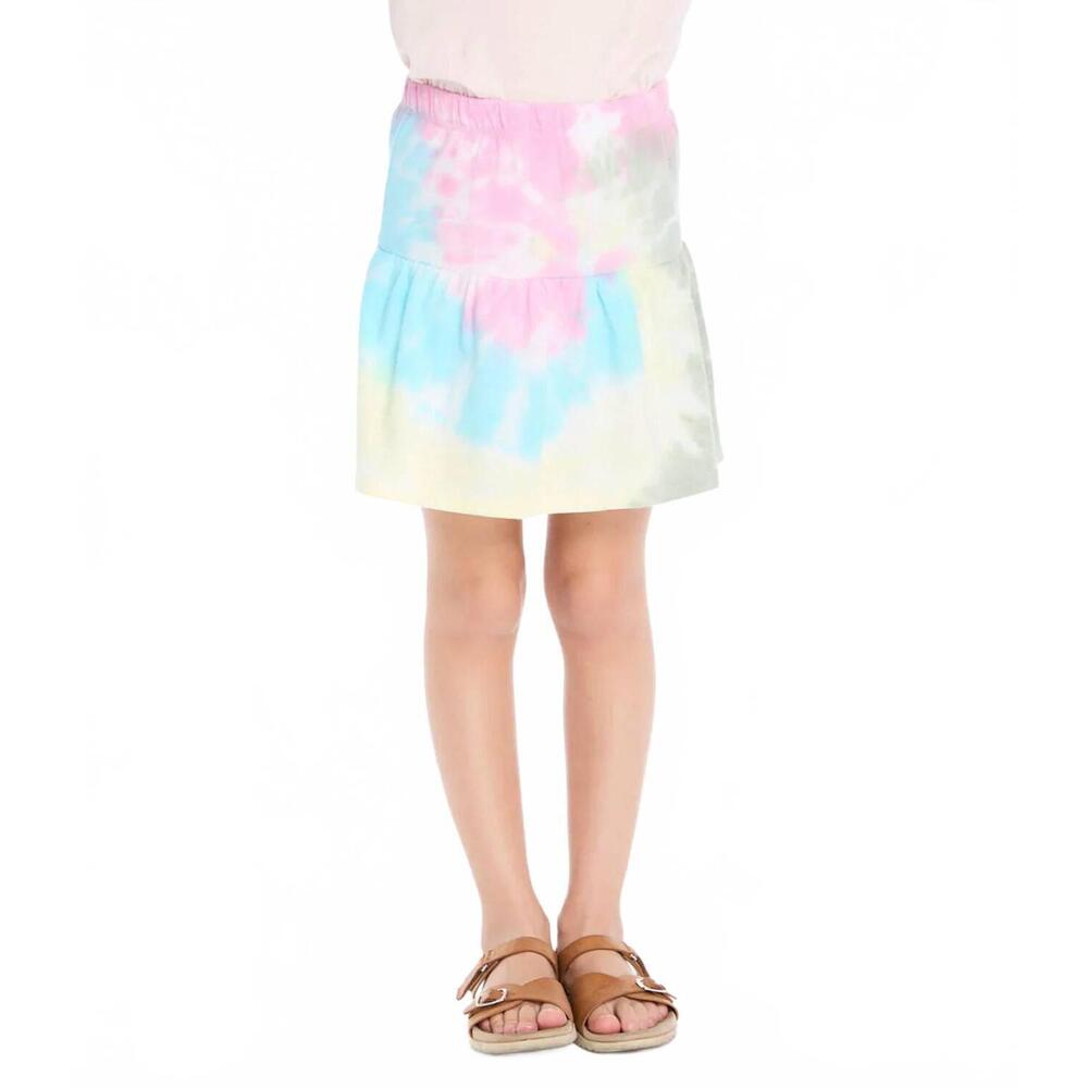NEW CHASER girl's peplum skort in rainbow tie dye